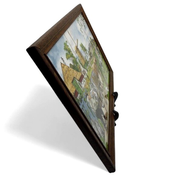 JC van Hunnik Framed Tiles Royal Schwabap 6pcs Farm Scene 80s Vintage 20" - Picture 6 of 10